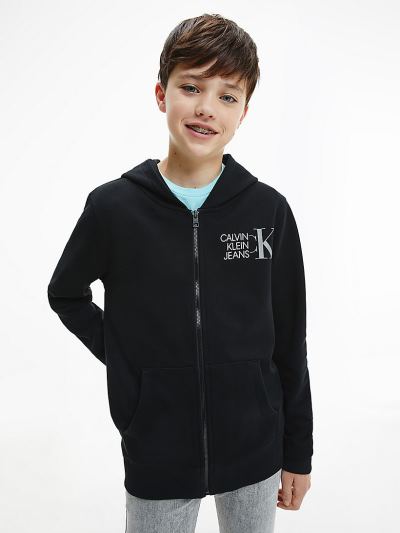 Calvin Klein Ruhák HU637611 | Calvin Klein Organic Cotton Zip Up Fiu Kapucnis Pulóver Fekete